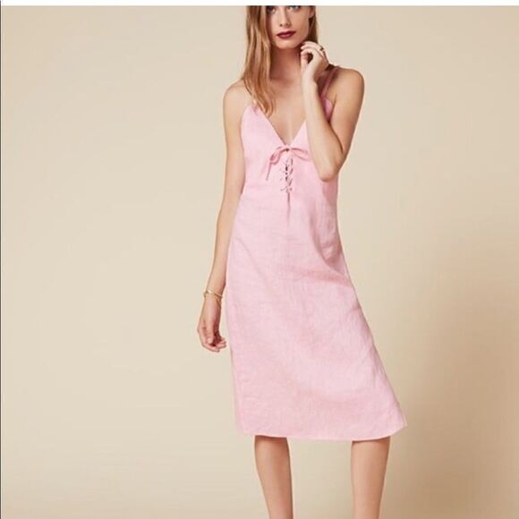 Reformation pink shift midi dress size medium - Picture 4 of 8